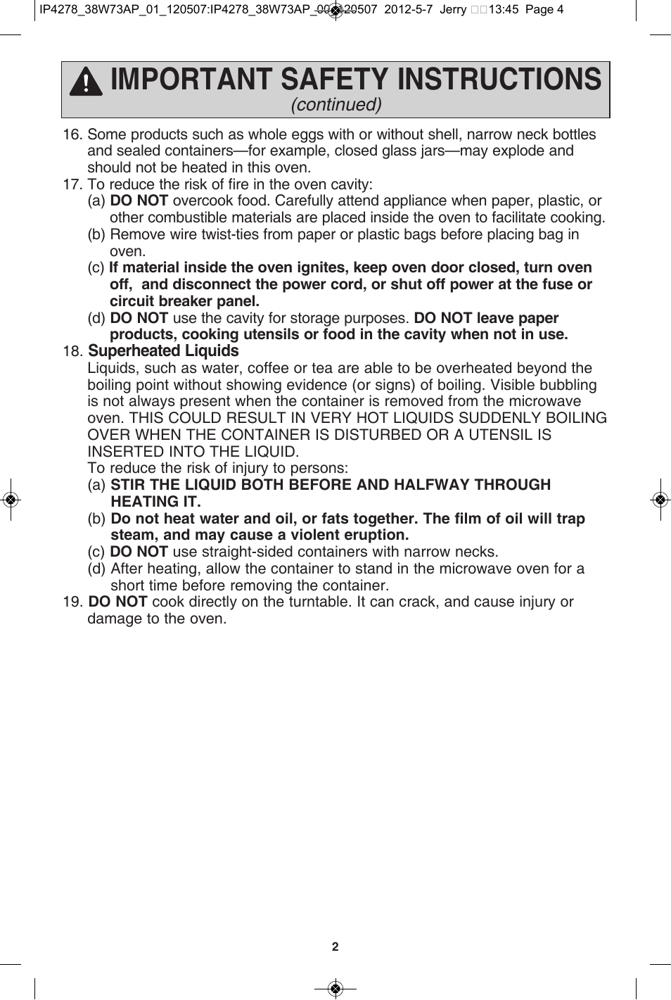 Important safety instructions | Panasonic NN-SN942B User Manual | Page 4 / 60