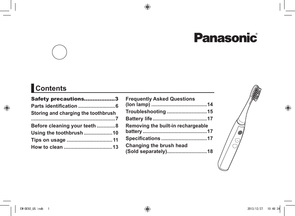 Panasonic EW-DE92-S User Manual | 20 pages