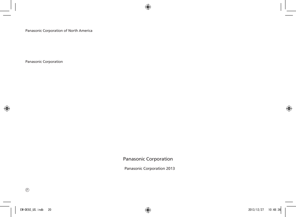 Panasonic EW-DE92-S User Manual | Page 20 / 20