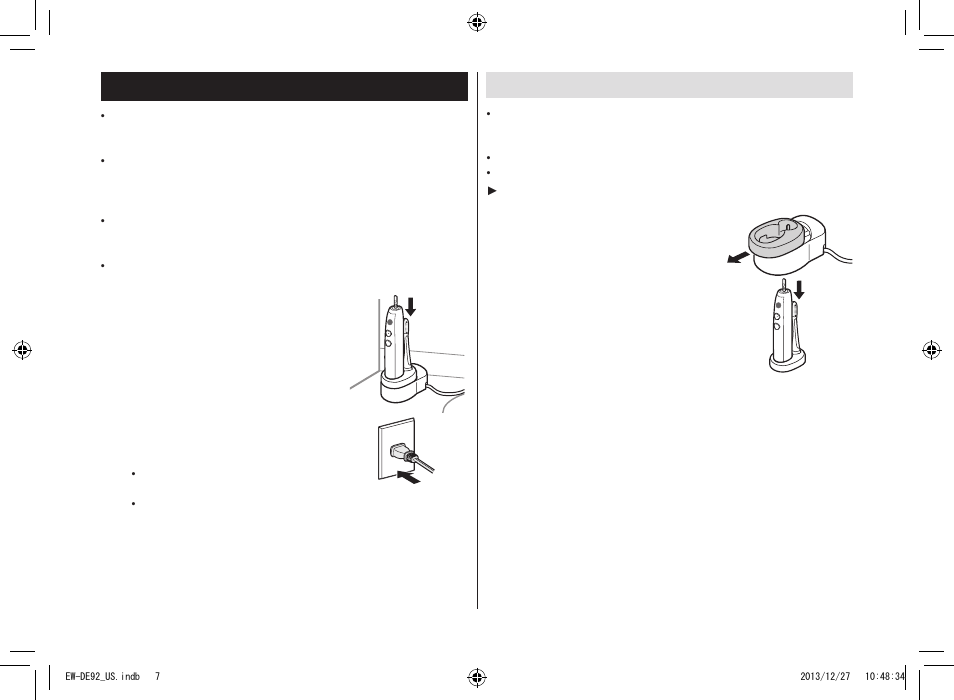Storing and charging the toothbrush | Panasonic EW-DE92-S User Manual | Page 7 / 20