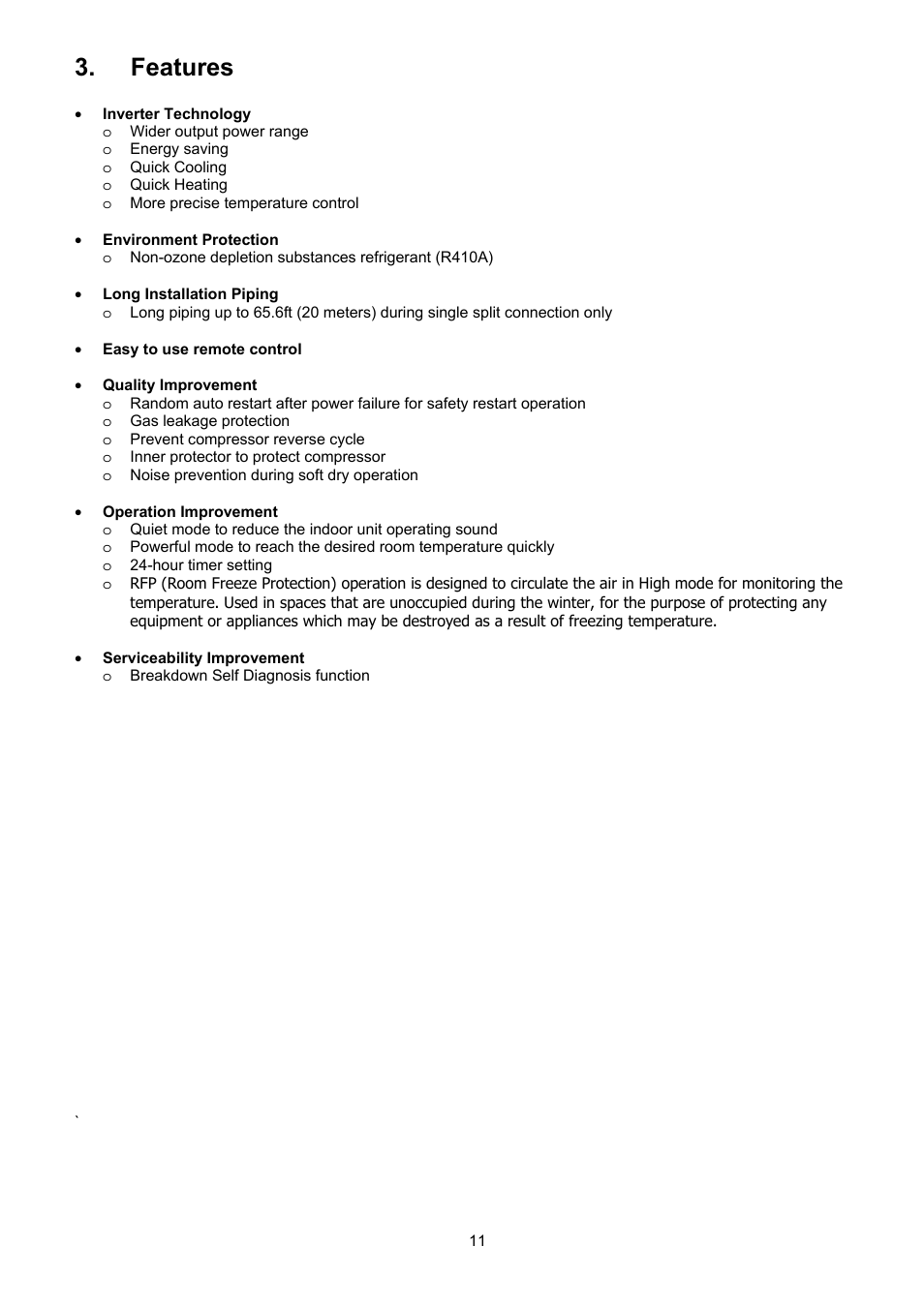 Features | Panasonic CS-XE9PKUA User Manual | Page 11 / 102