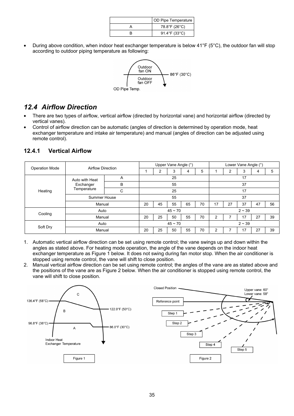 4 airflow direction, 1 vertical airflow | Panasonic CS-XE9PKUA User Manual | Page 35 / 102