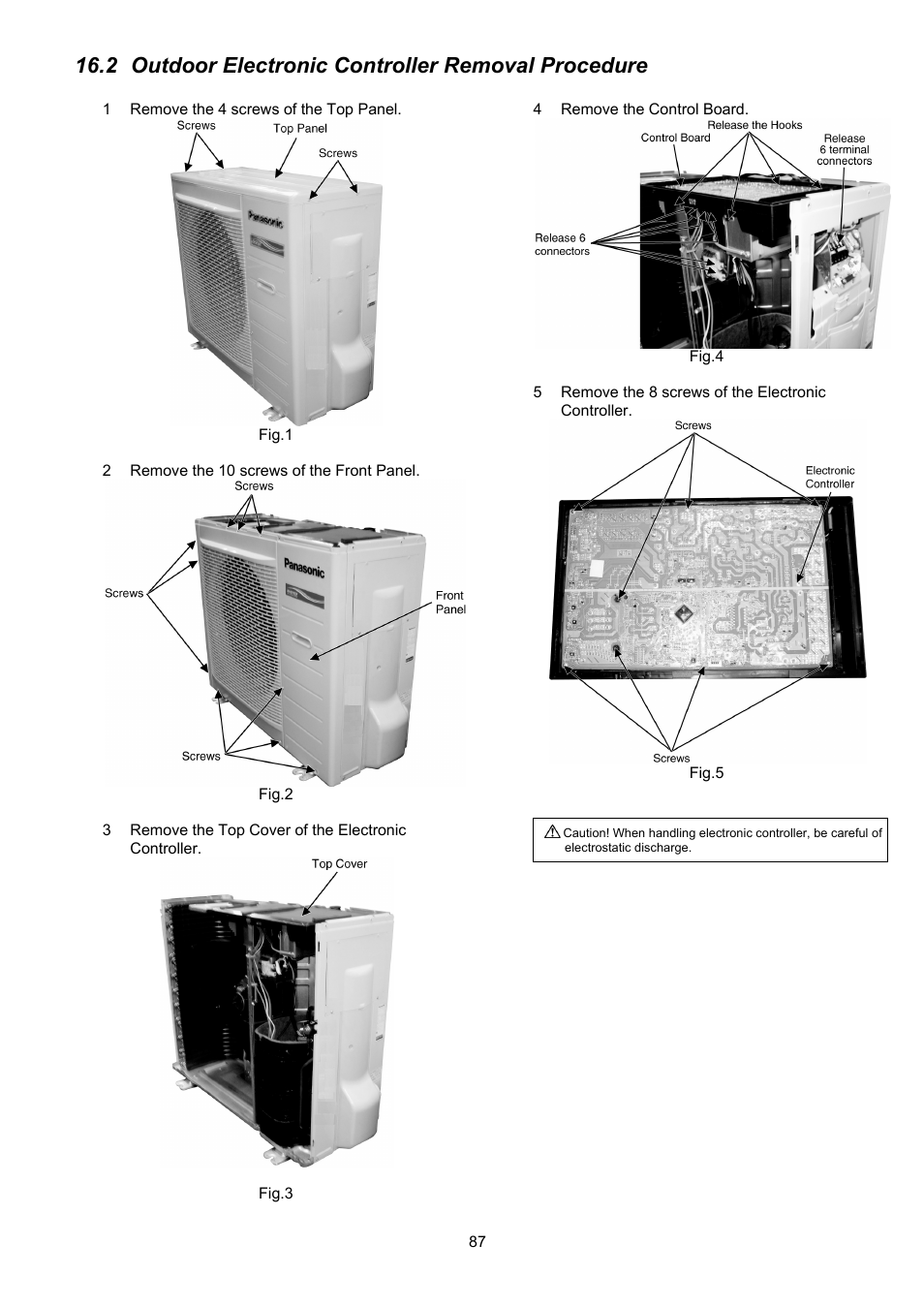 2 outdoor electronic controller removal procedure | Panasonic CS-XE9PKUA User Manual | Page 87 / 102