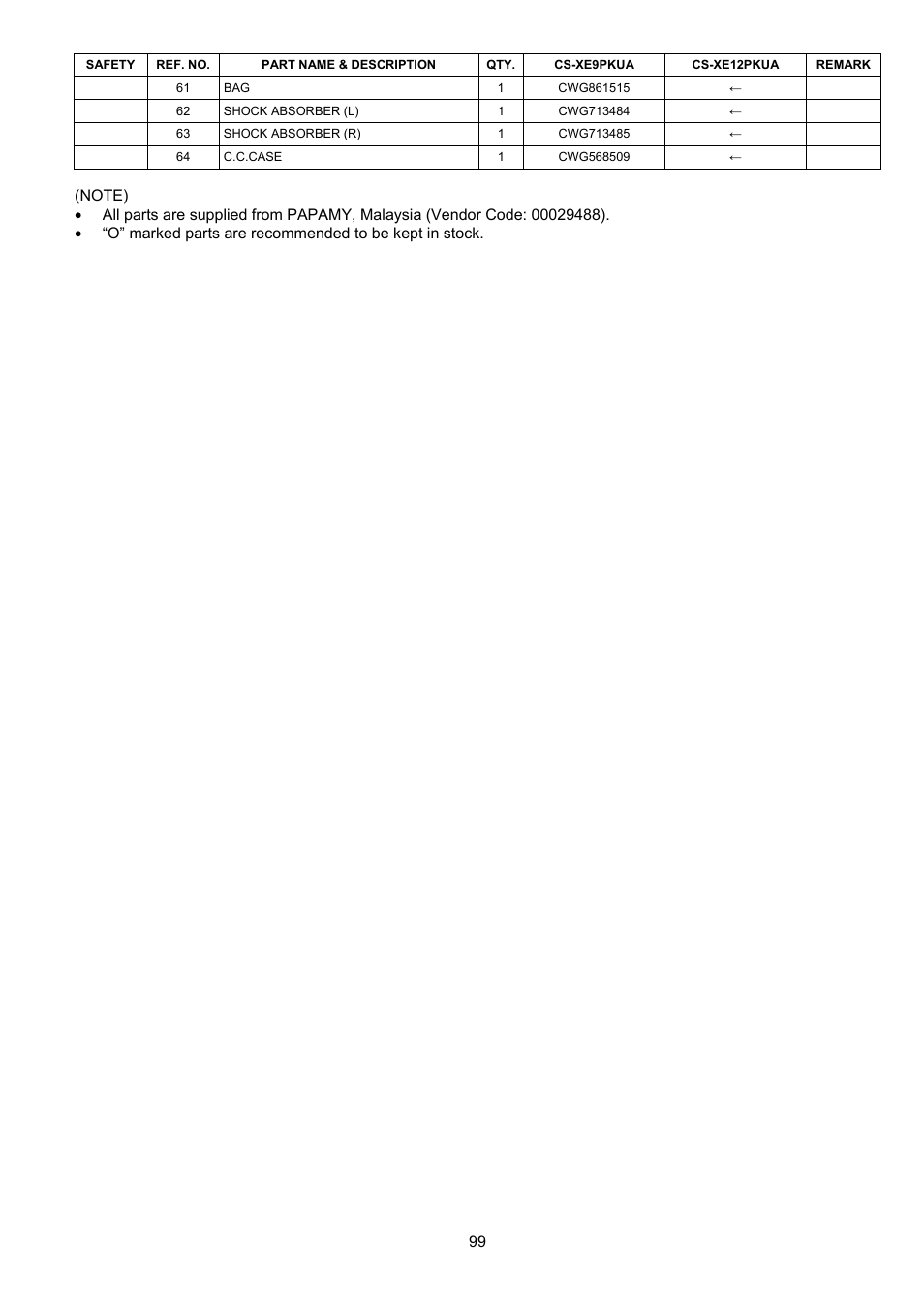 Panasonic CS-XE9PKUA User Manual | Page 99 / 102