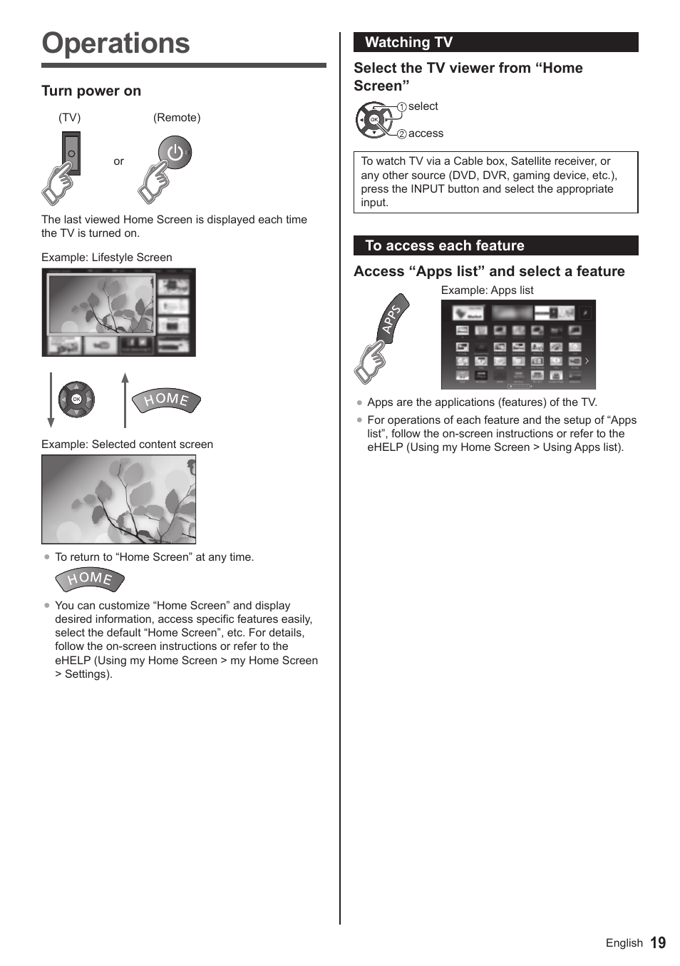 Operations | Panasonic TC-50AS650UE User Manual | Page 20 / 28