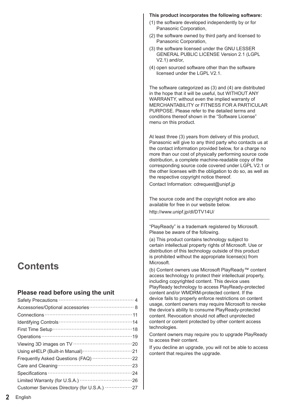 Panasonic TC-50AS650UE User Manual | Page 3 / 28
