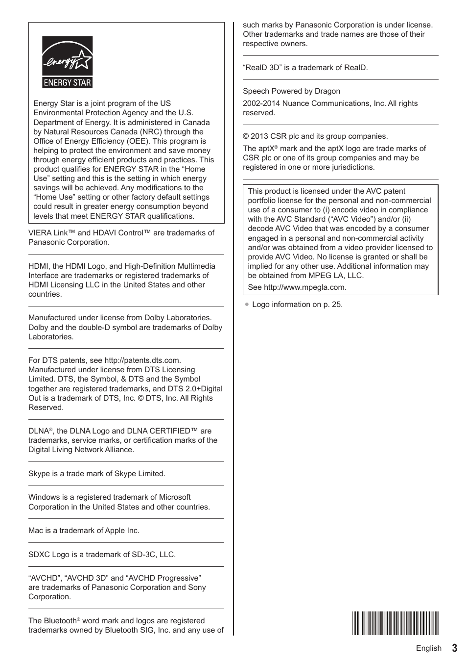 Panasonic TC-50AS650UE User Manual | Page 4 / 28