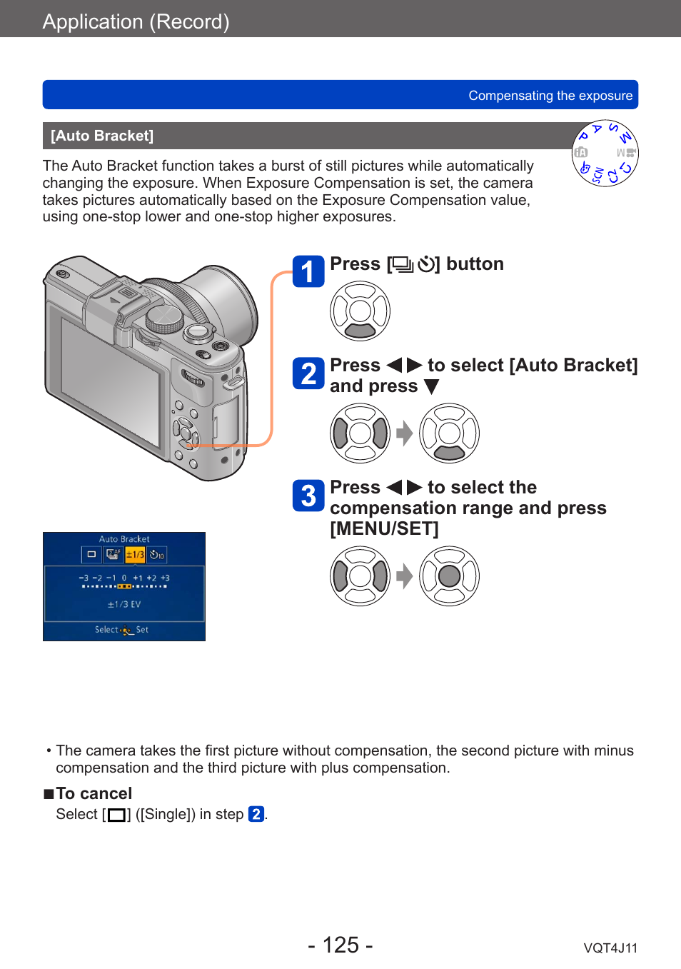 Auto bracket, Application (record) | Panasonic DMC-LX7K User Manual | Page 125 / 226