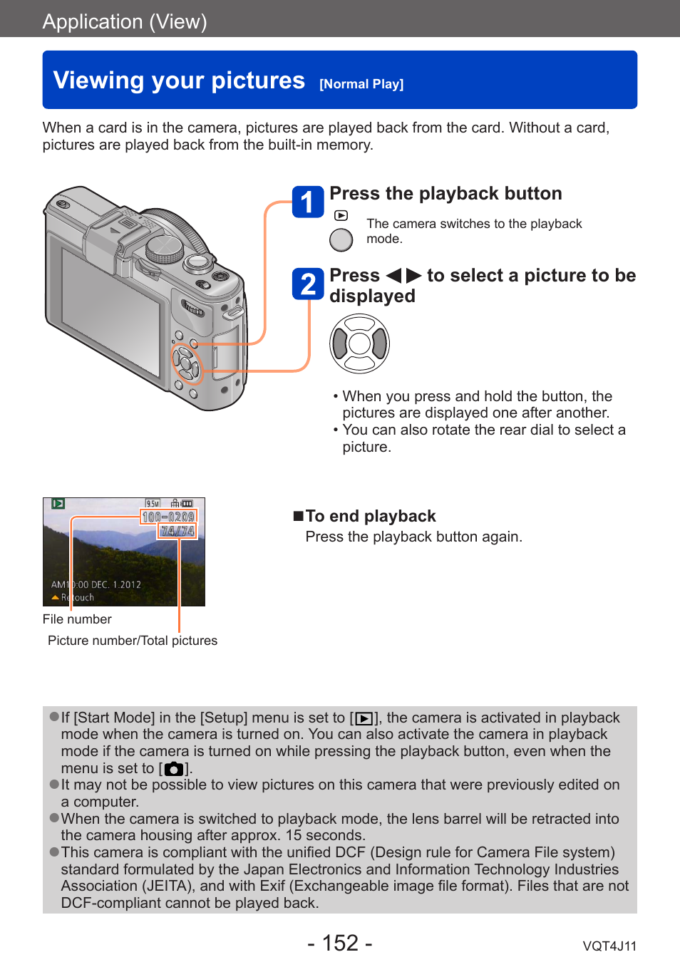 Application (view), Viewing your pictures [normal play, Viewing your pictures | Normal play | Panasonic DMC-LX7K User Manual | Page 152 / 226