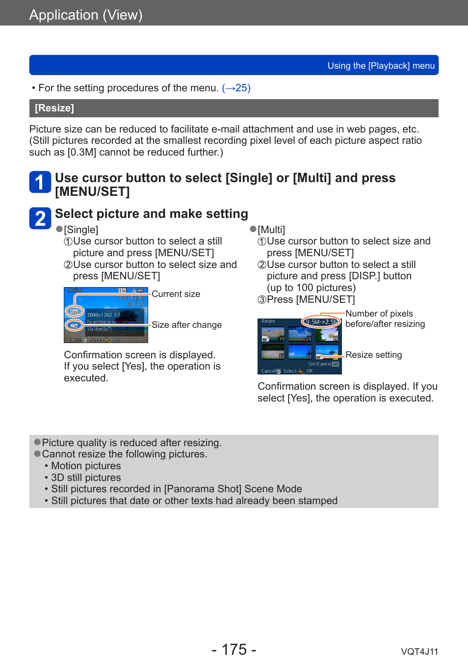 Resize, Application (view) | Panasonic DMC-LX7K User Manual | Page 175 / 226