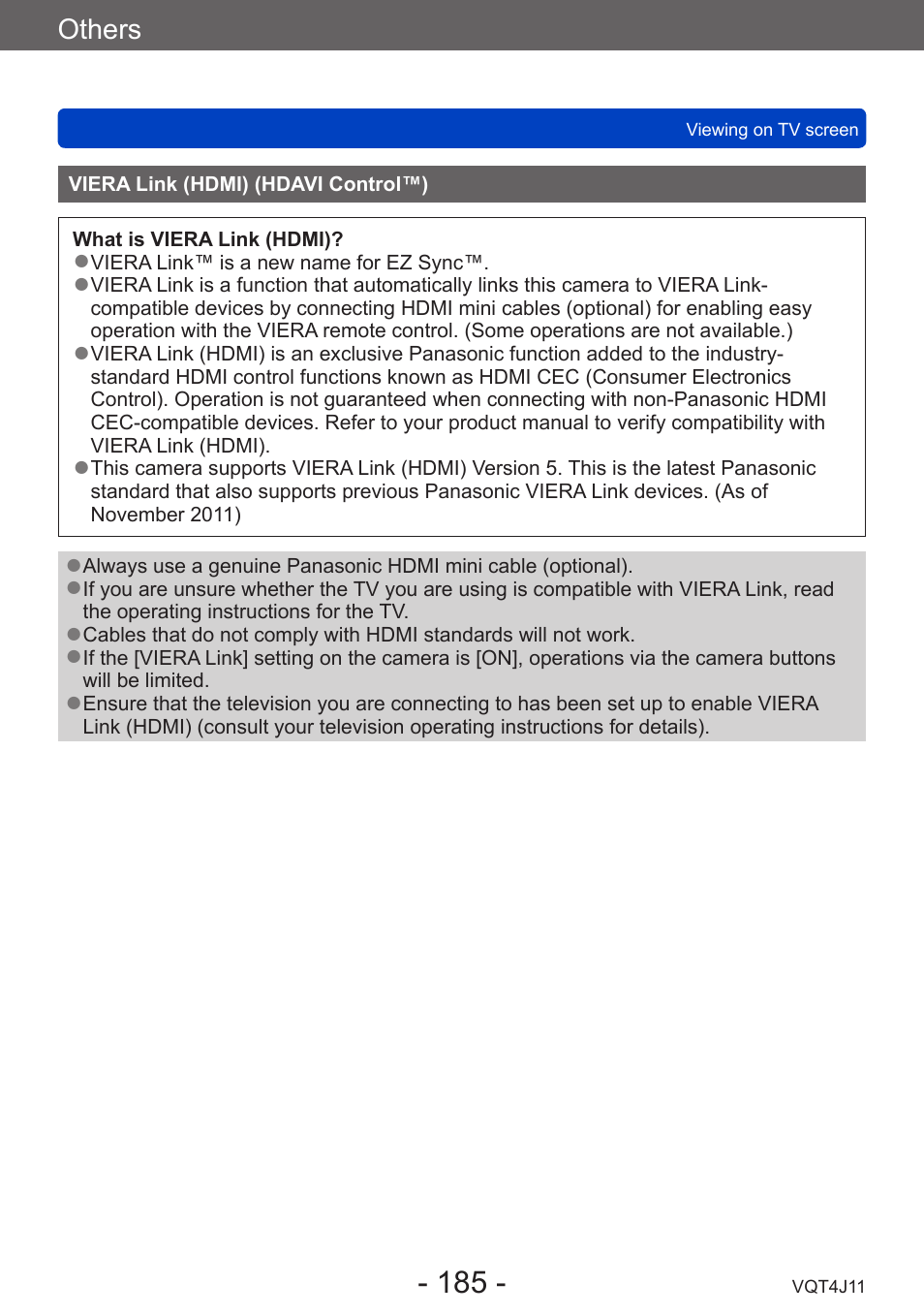 Viera link (hdmi) (hdavi control™) | Panasonic DMC-LX7K User Manual | Page 185 / 226