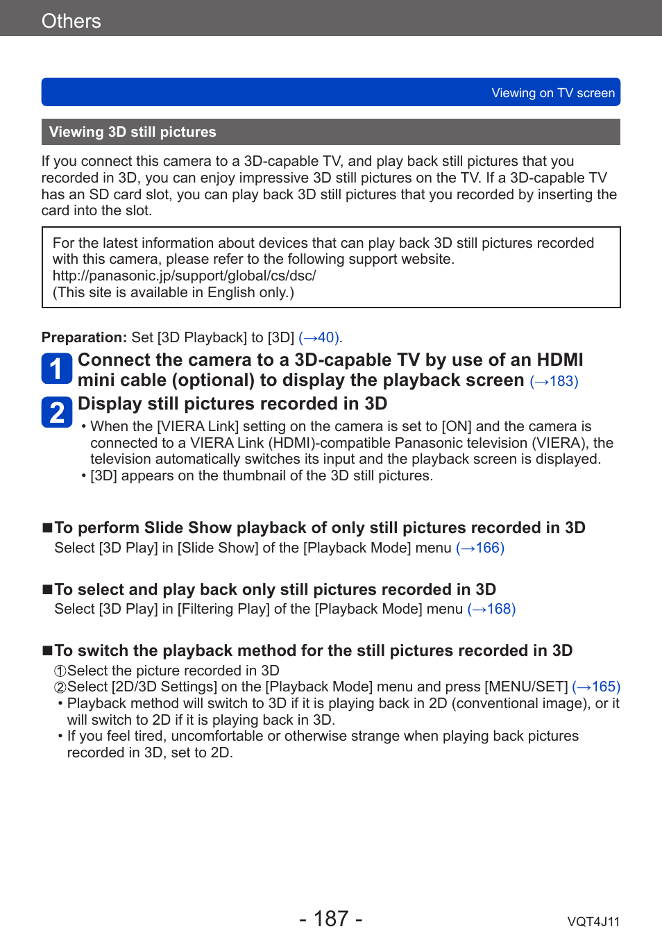Viewing 3d still pictures, Others | Panasonic DMC-LX7K User Manual | Page 187 / 226