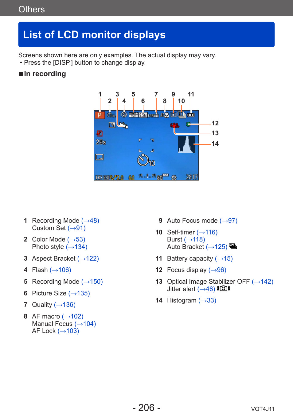 List of lcd monitor displays, Others | Panasonic DMC-LX7K User Manual | Page 206 / 226