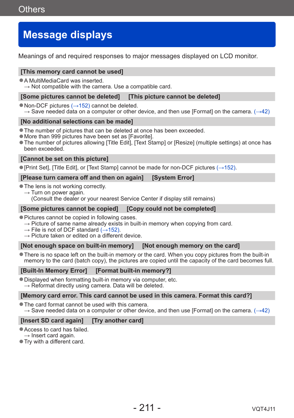 Message displays, Others | Panasonic DMC-LX7K User Manual | Page 211 / 226