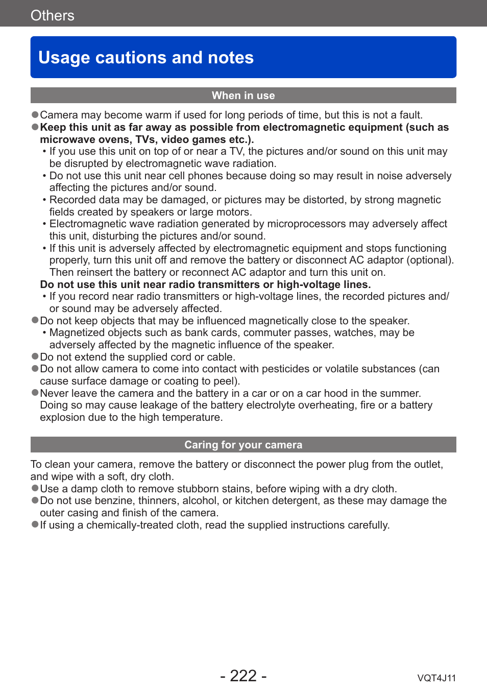 Usage cautions and notes, Others | Panasonic DMC-LX7K User Manual | Page 222 / 226