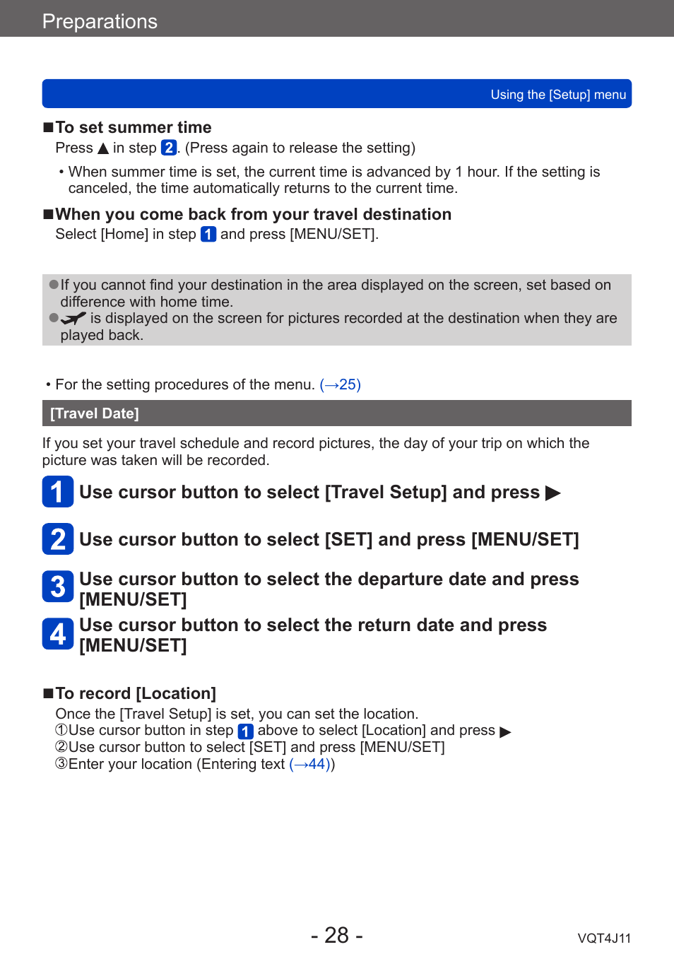 Travel date, Preparations | Panasonic DMC-LX7K User Manual | Page 28 / 226