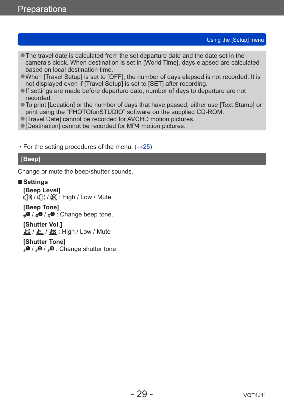 Beep, Preparations | Panasonic DMC-LX7K User Manual | Page 29 / 226
