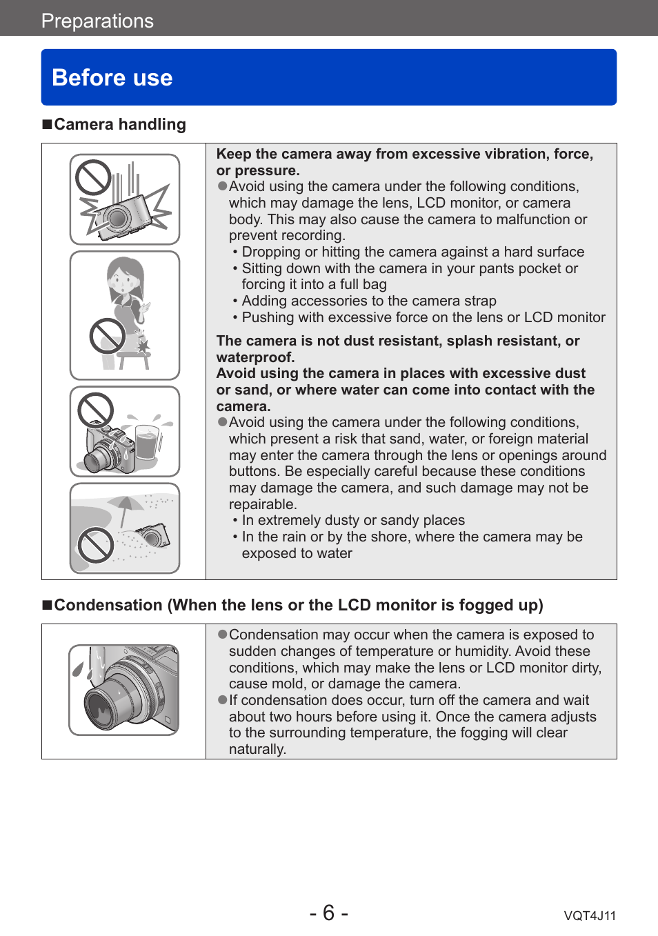 Preparations, Before use | Panasonic DMC-LX7K User Manual | Page 6 / 226