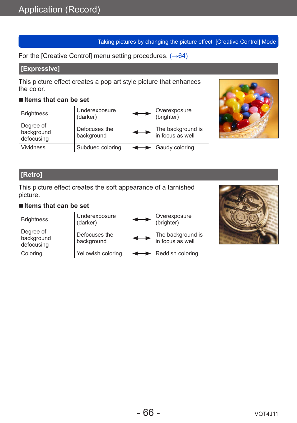 Expressive, Retro, Application (record) | Panasonic DMC-LX7K User Manual | Page 66 / 226