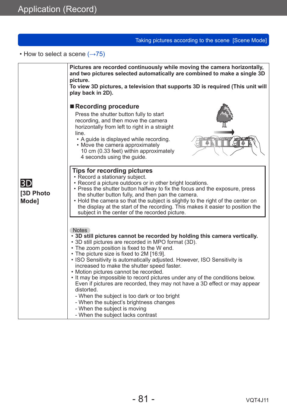 3d photo mode, Application (record) | Panasonic DMC-LX7K User Manual | Page 81 / 226