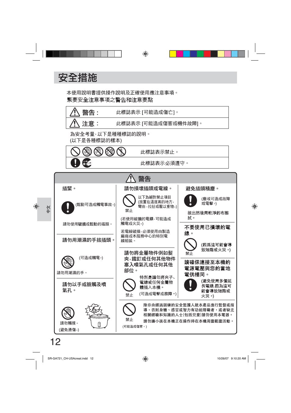 Panasonic SR-GA721 User Manual | Page 12 / 39