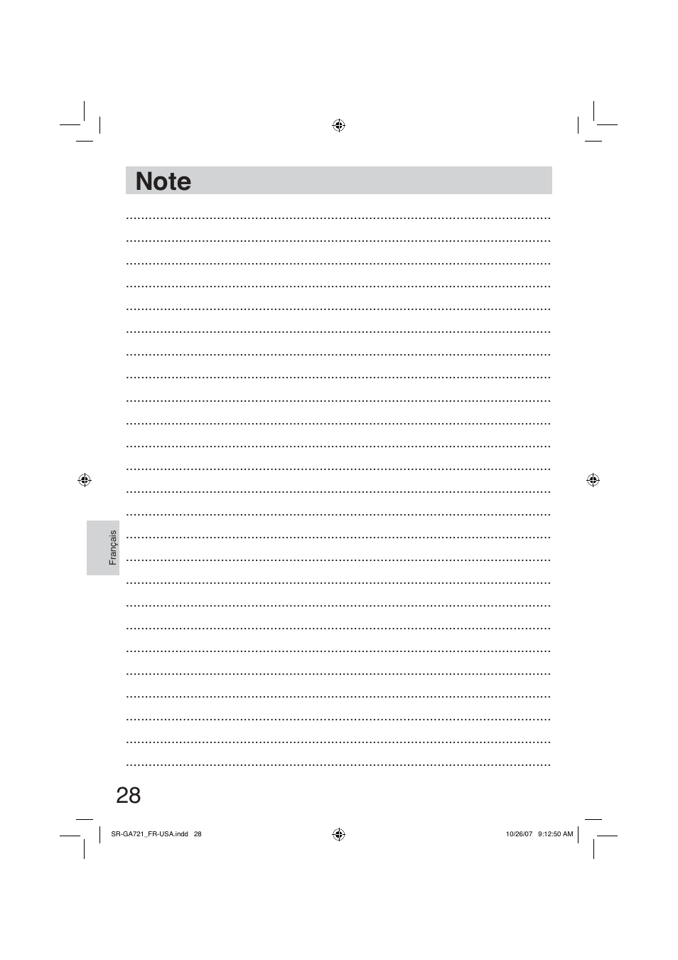 Note | Panasonic SR-GA721 User Manual | Page 28 / 39
