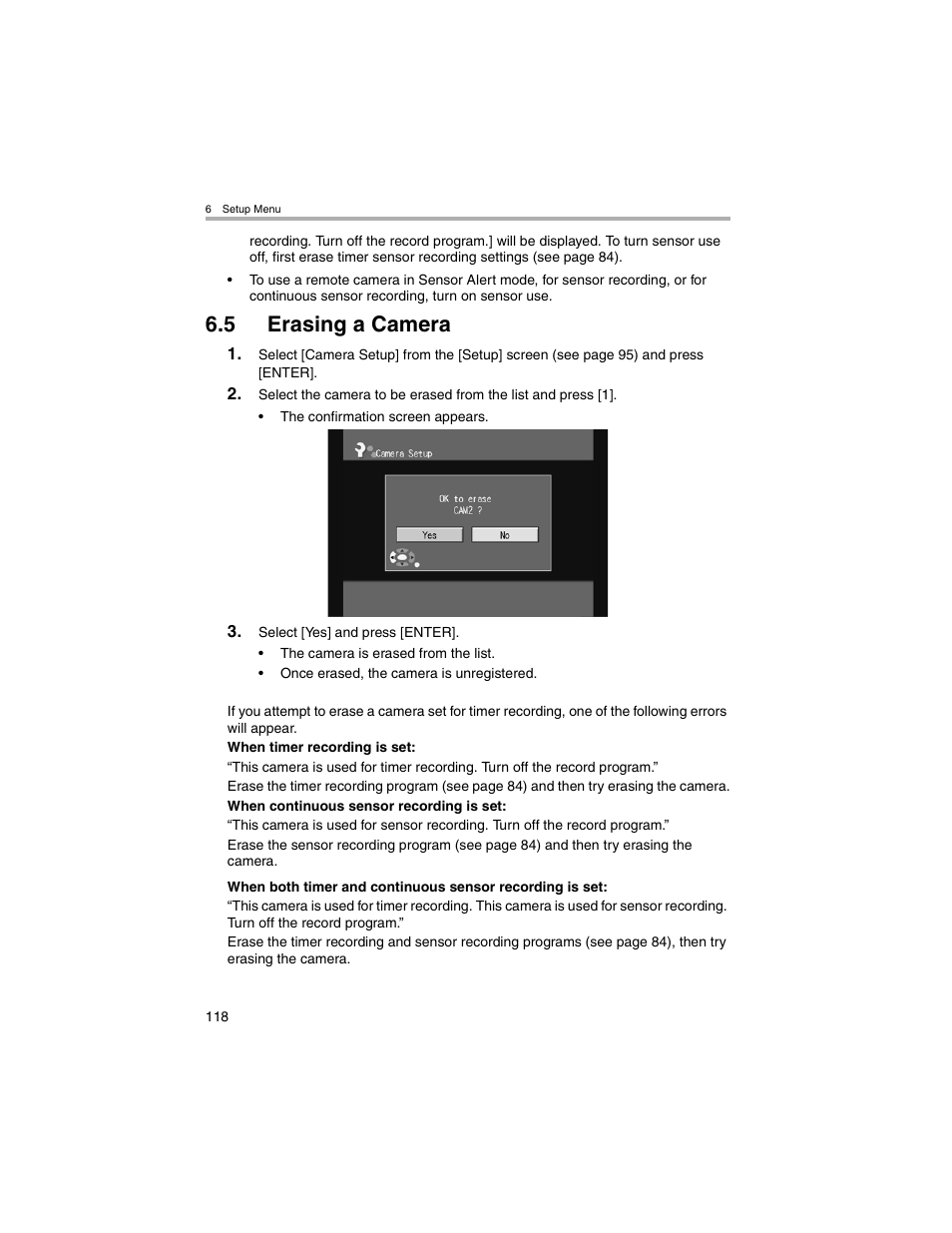 Erasing a camera, 5 erasing a camera | Panasonic BL-MS103A User Manual | Page 118 / 184