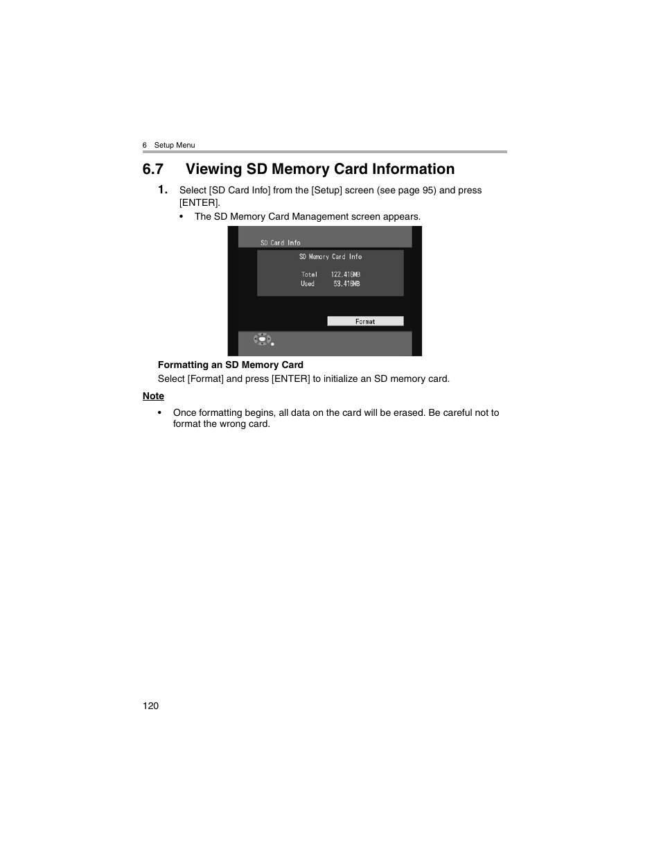 Viewing sd memory card information | Panasonic BL-MS103A User Manual | Page 120 / 184