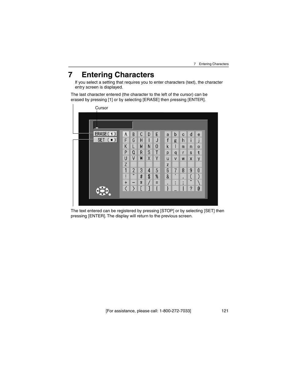 Entering characters, 7entering characters | Panasonic BL-MS103A User Manual | Page 121 / 184