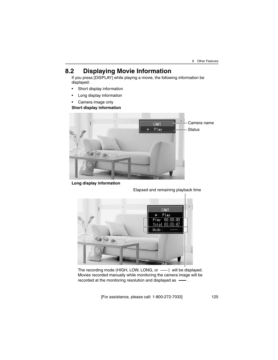 Displaying movie information, 2 displaying movie information | Panasonic BL-MS103A User Manual | Page 125 / 184