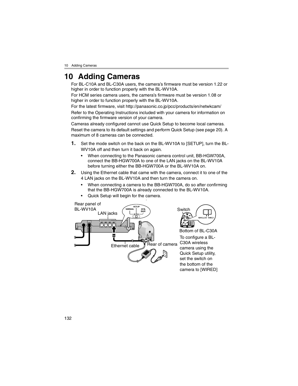 Adding cameras, 10 adding cameras | Panasonic BL-MS103A User Manual | Page 132 / 184