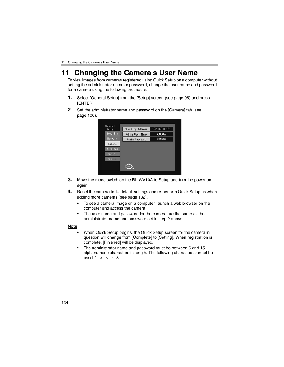Changing the camera's user name, 11 changing the camera's user name | Panasonic BL-MS103A User Manual | Page 134 / 184
