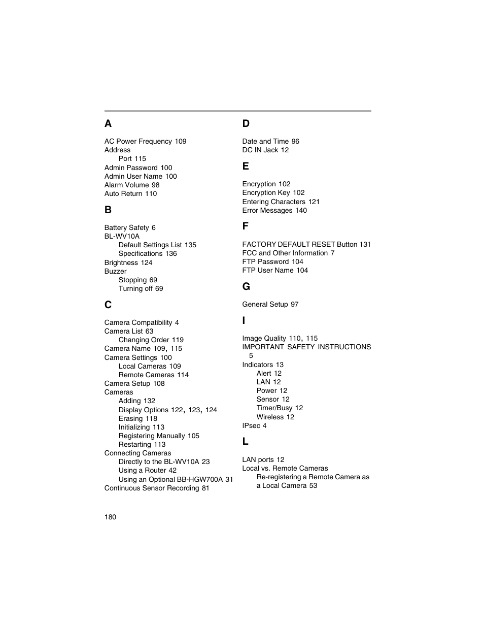 Panasonic BL-MS103A User Manual | Page 180 / 184