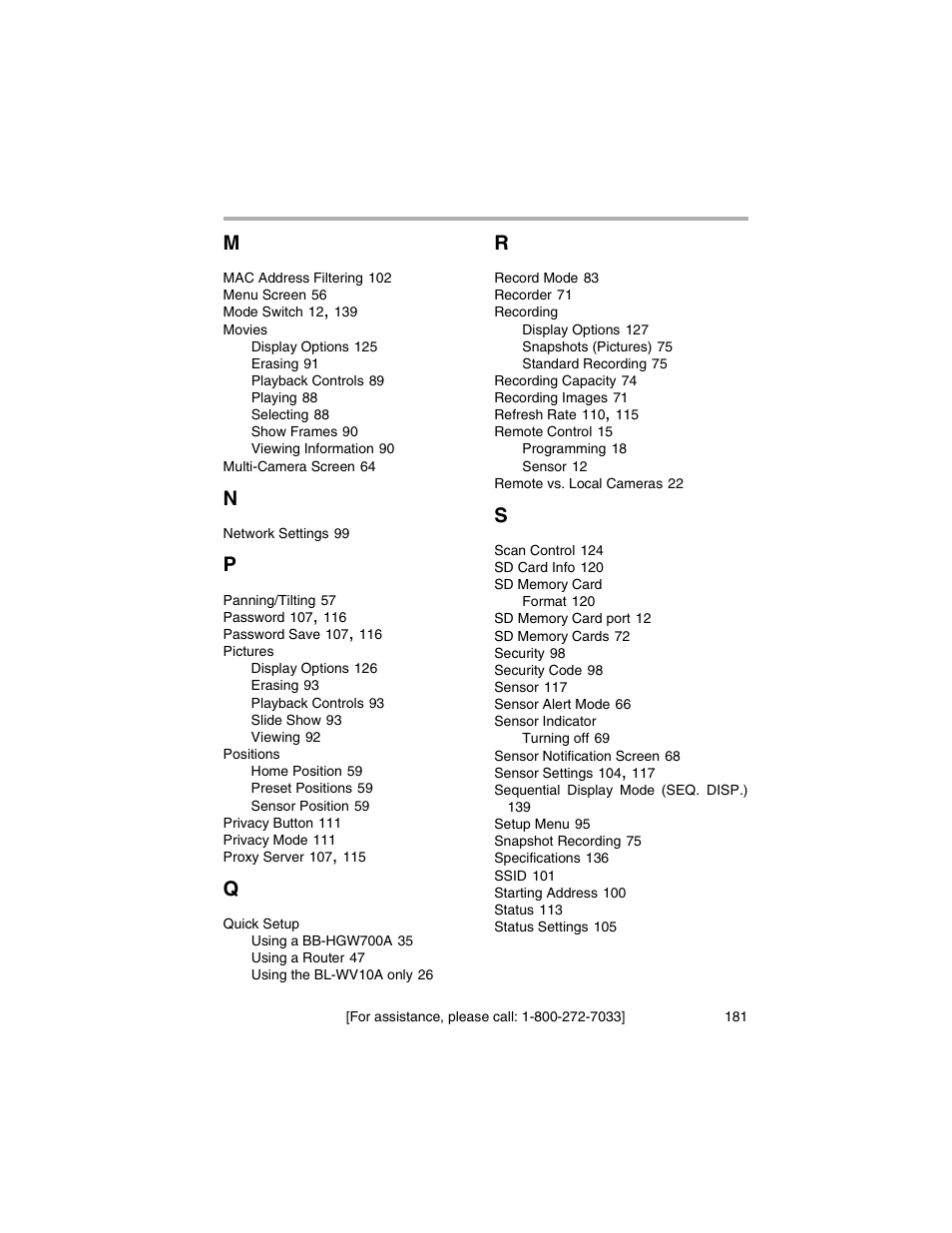 Panasonic BL-MS103A User Manual | Page 181 / 184