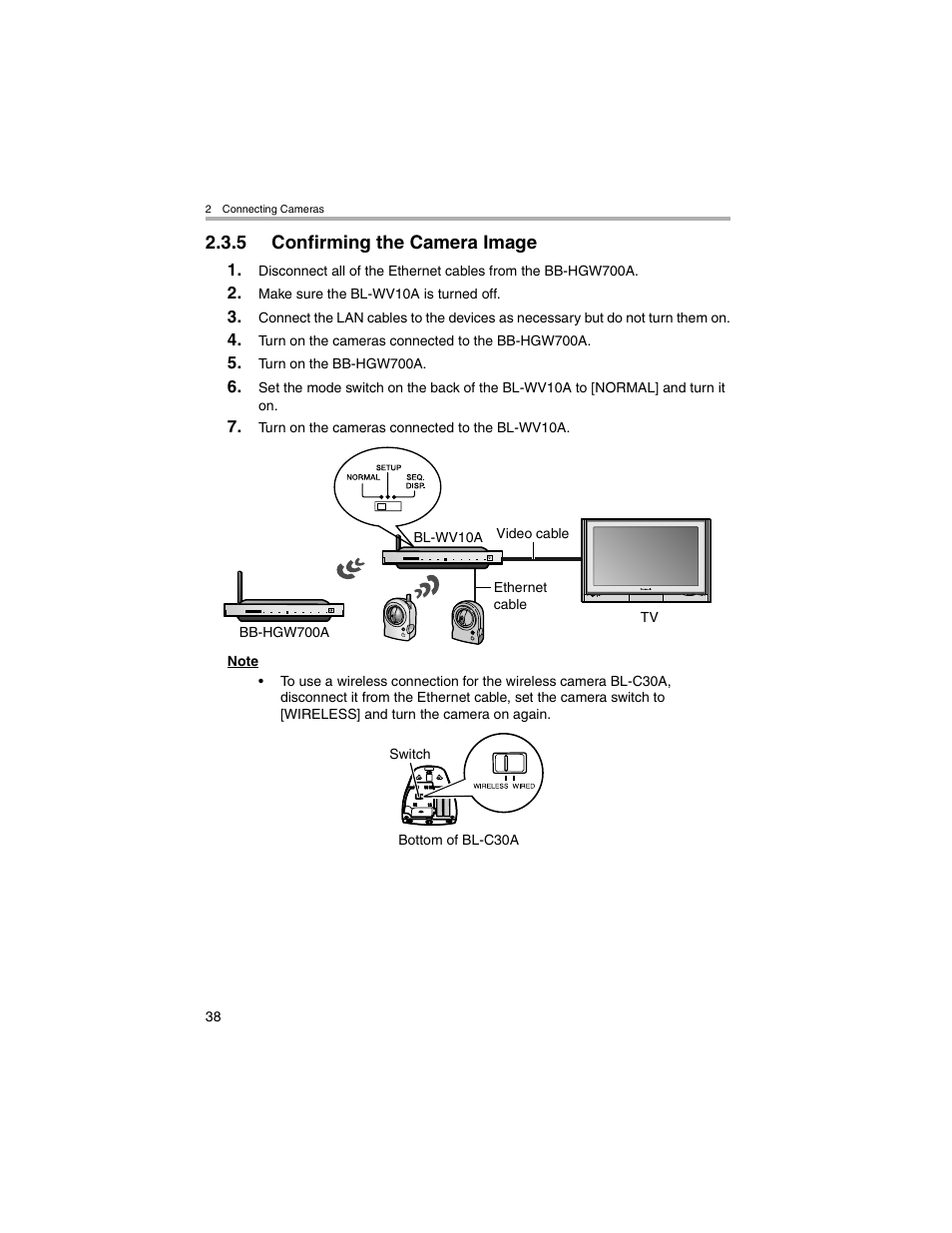 Confirming the camera image | Panasonic BL-MS103A User Manual | Page 38 / 184