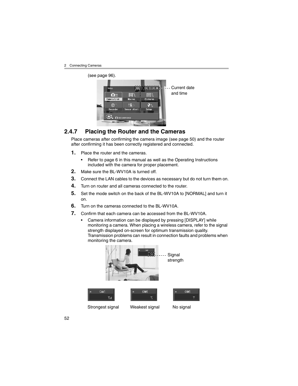 Placing the router and the cameras | Panasonic BL-MS103A User Manual | Page 52 / 184