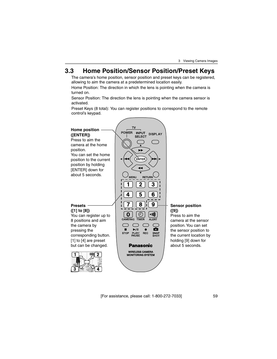 Home position / sensor position / preset keys, 3 home position/sensor position/preset keys | Panasonic BL-MS103A User Manual | Page 59 / 184