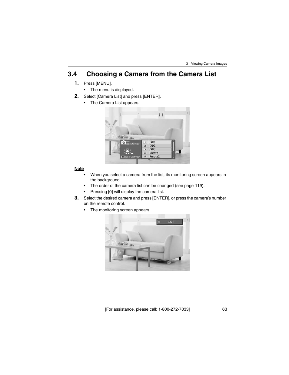Choosing a camera from the camera list, 4 choosing a camera from the camera list | Panasonic BL-MS103A User Manual | Page 63 / 184