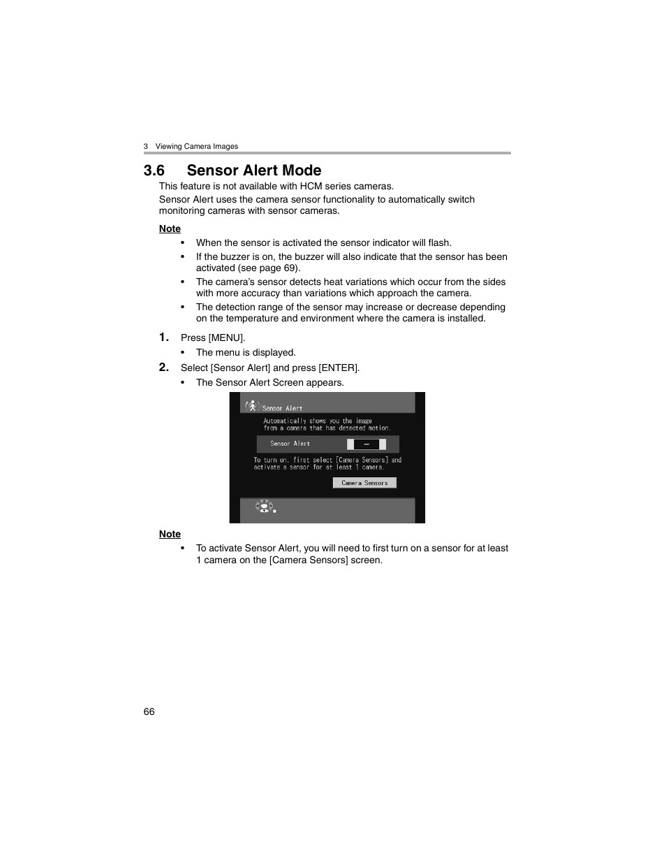 Sensor alert mode, 6 sensor alert mode | Panasonic BL-MS103A User Manual | Page 66 / 184