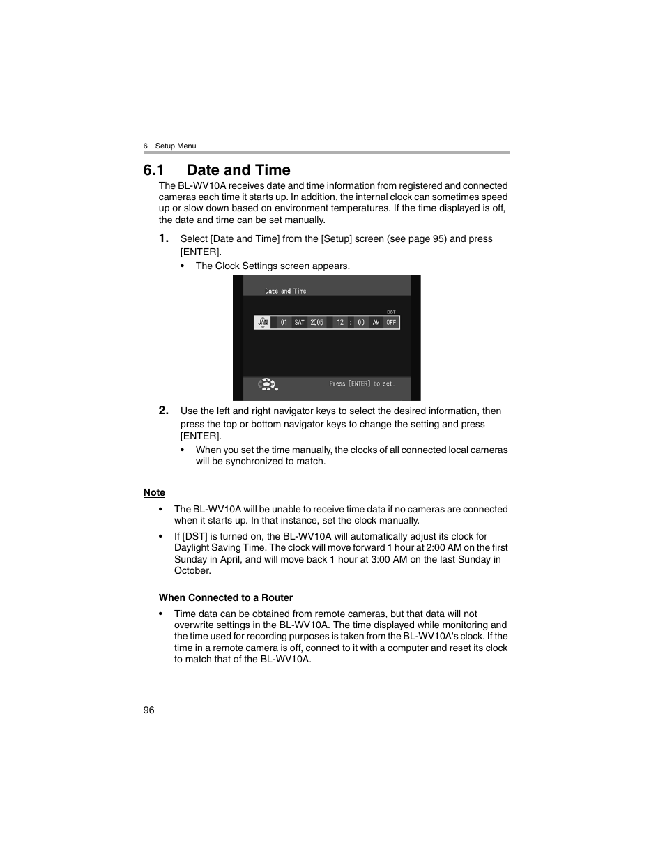 Date and time, 1 date and time | Panasonic BL-MS103A User Manual | Page 96 / 184