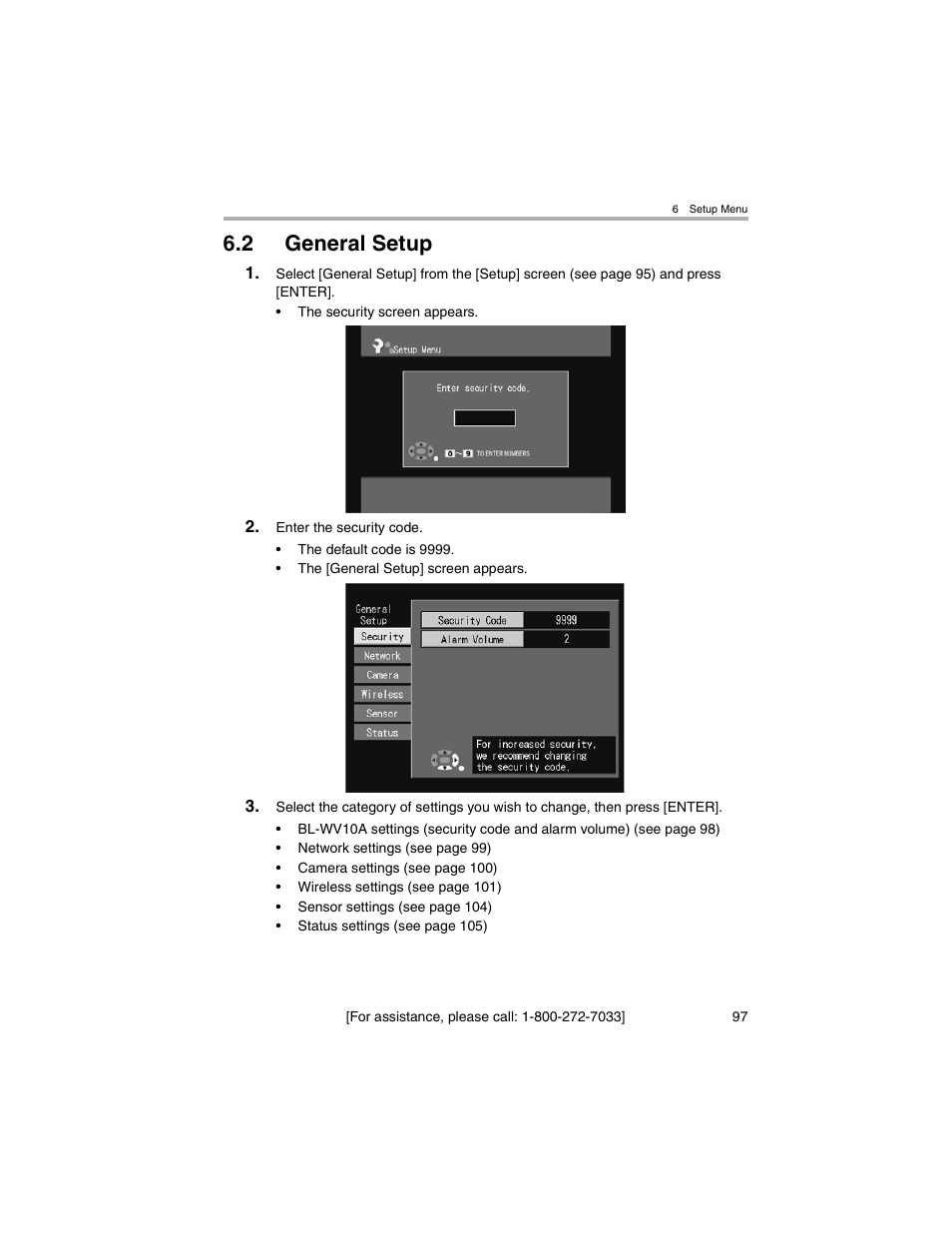 General setup, 2 general setup | Panasonic BL-MS103A User Manual | Page 97 / 184