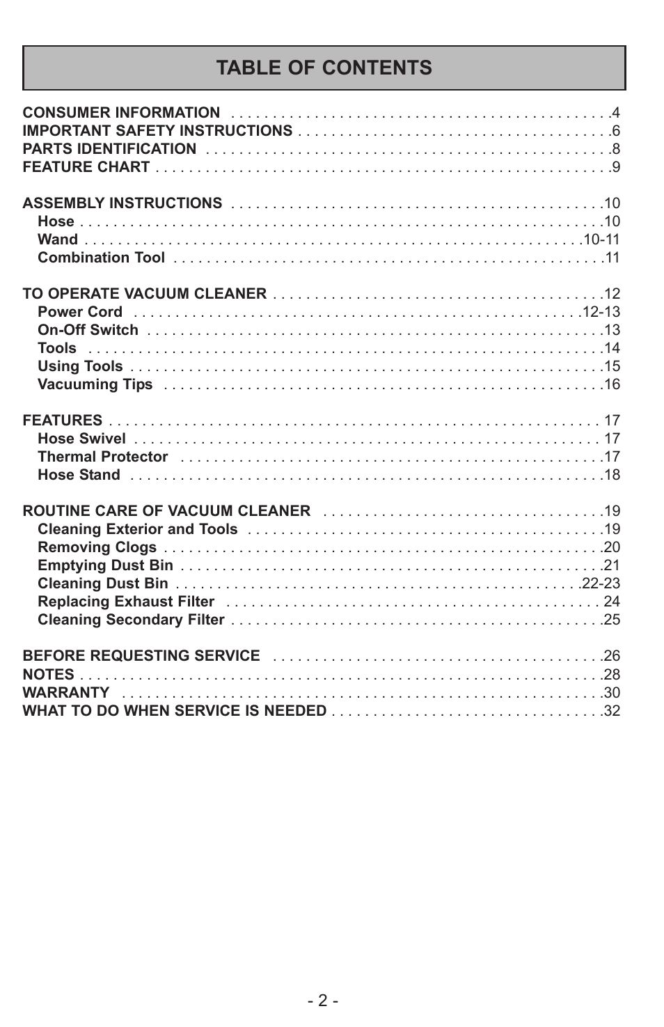 Panasonic MC-CL310 User Manual | Page 2 / 32