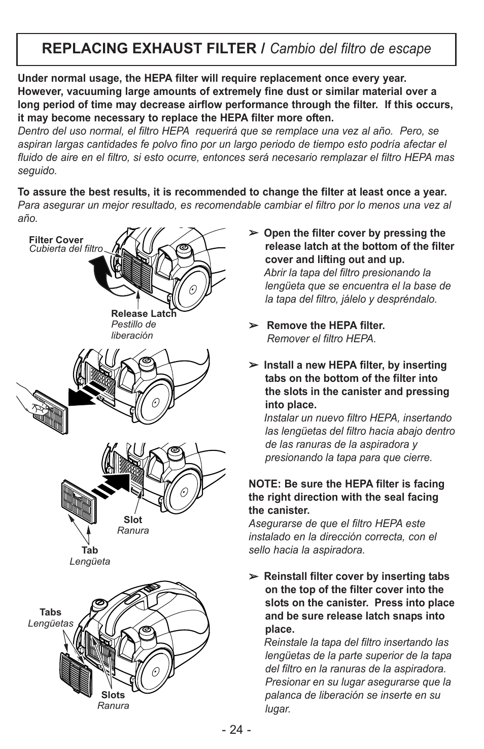 Panasonic MC-CL310 User Manual | Page 24 / 32