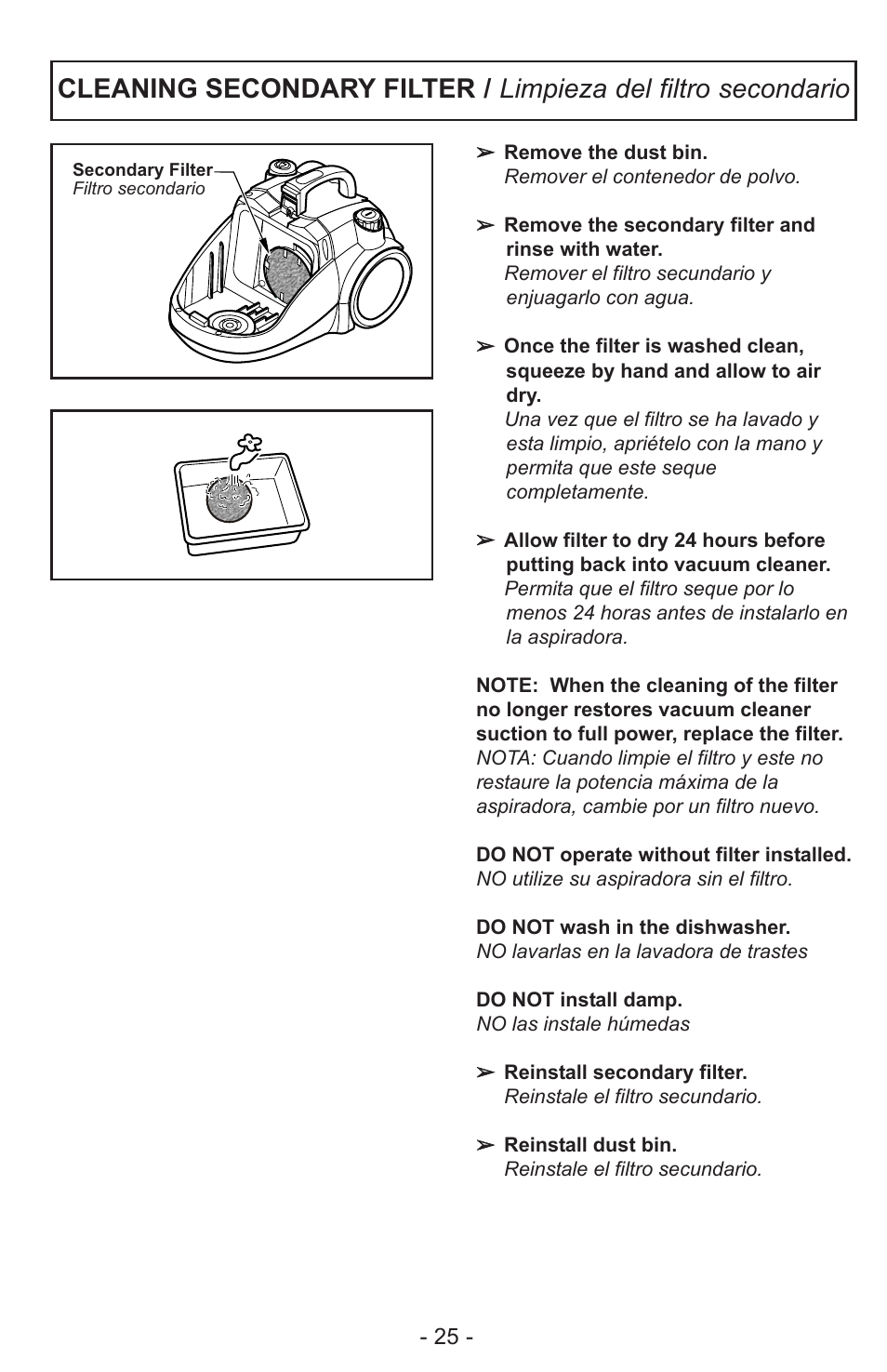 Panasonic MC-CL310 User Manual | Page 25 / 32