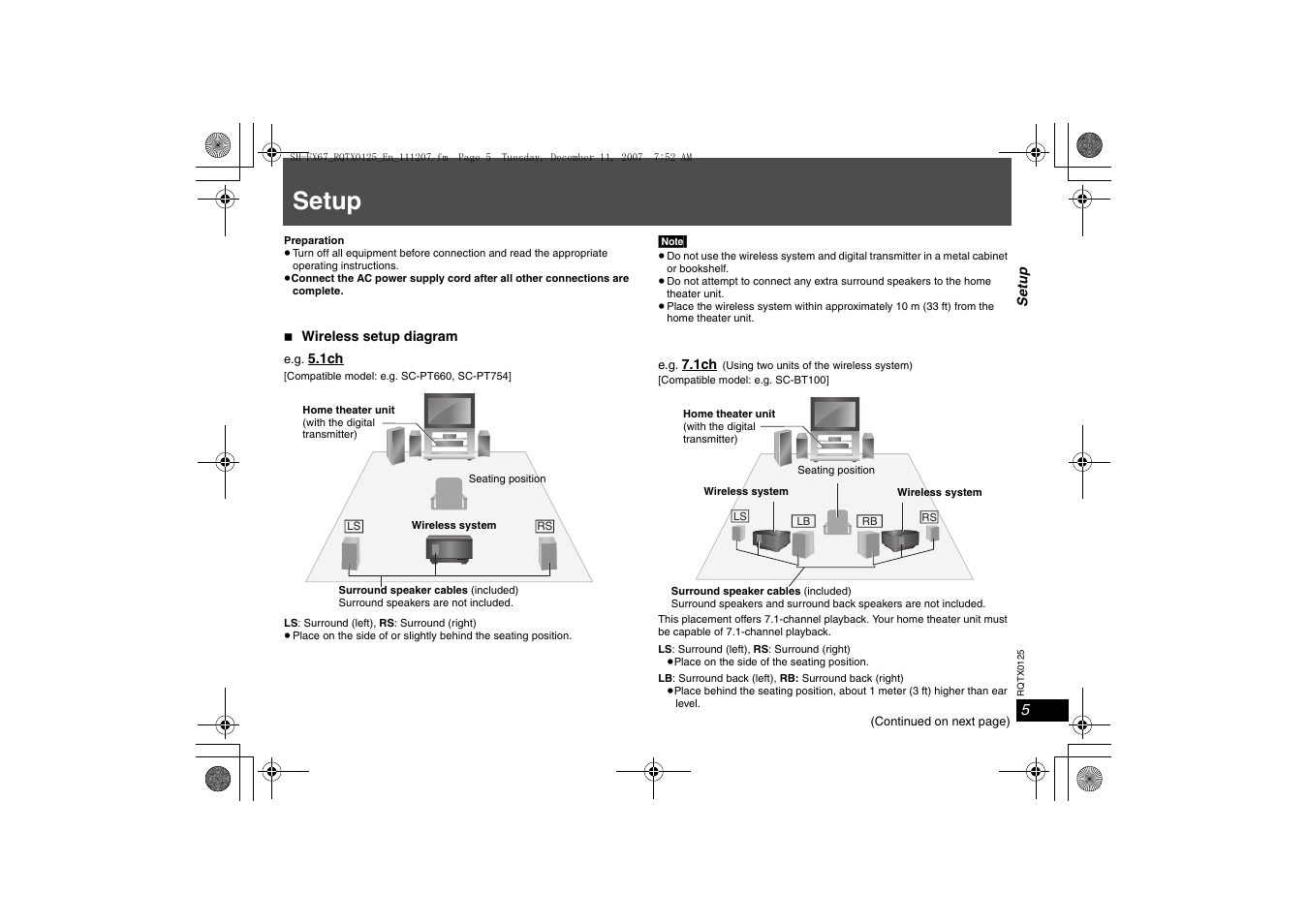 Setup | Panasonic SH-FX67 User Manual | Page 5 / 16