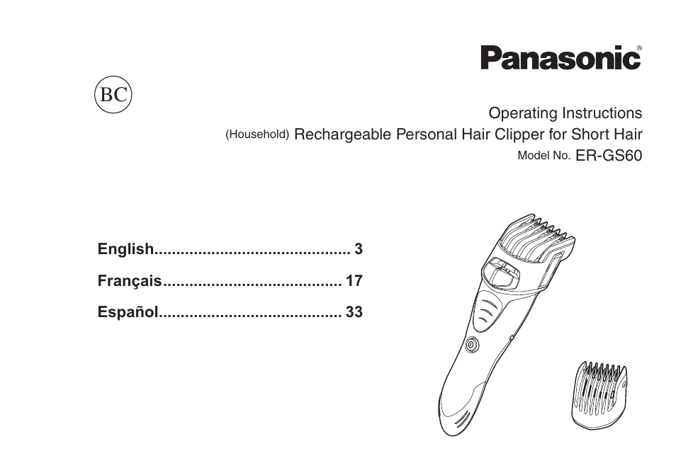 Panasonic ER-GS60-S User Manual | 48 pages