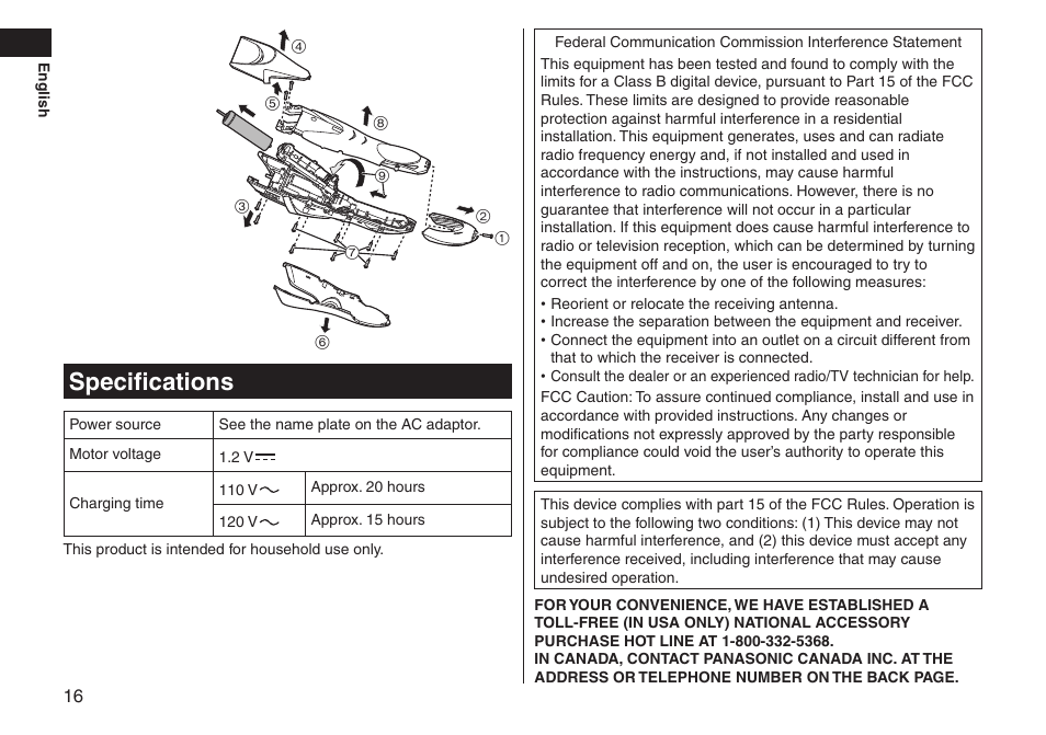 Specifications | Panasonic ER-GS60-S User Manual | Page 16 / 48