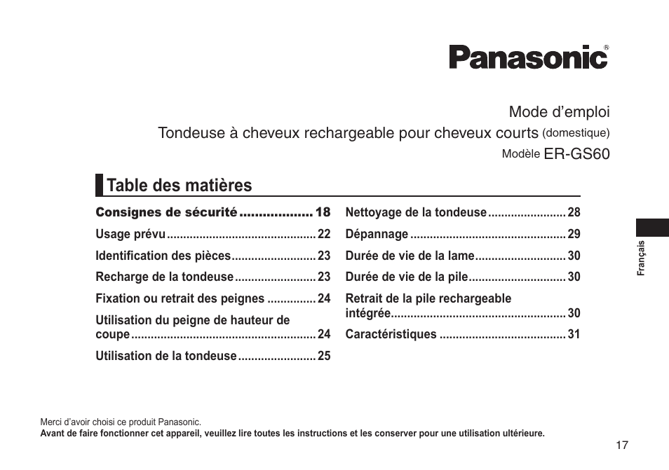 Panasonic ER-GS60-S User Manual | Page 17 / 48