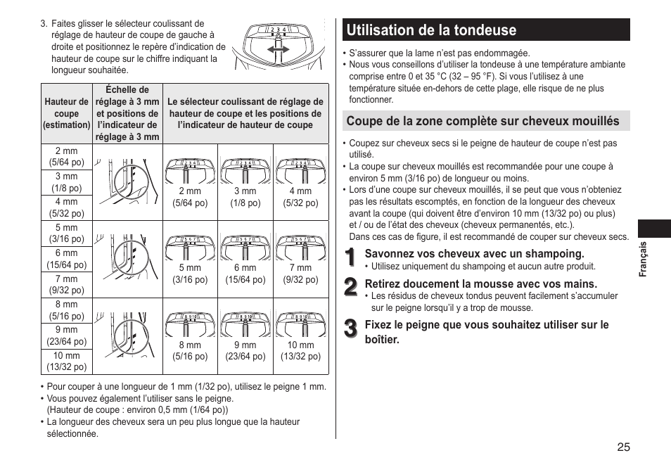 Utilisationdelatondeuse | Panasonic ER-GS60-S User Manual | Page 25 / 48