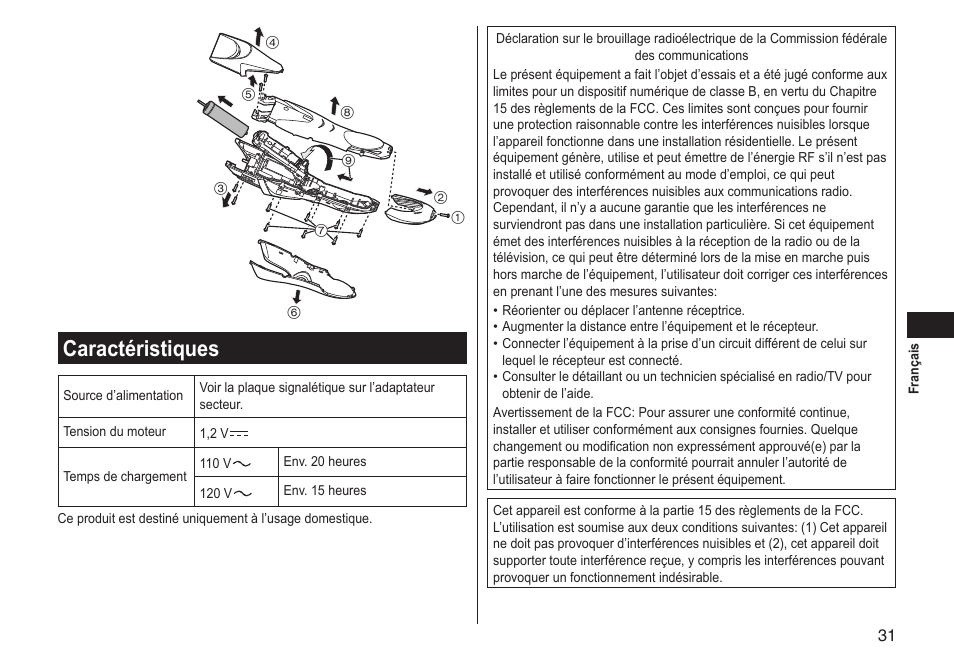 Caractéristiques | Panasonic ER-GS60-S User Manual | Page 31 / 48